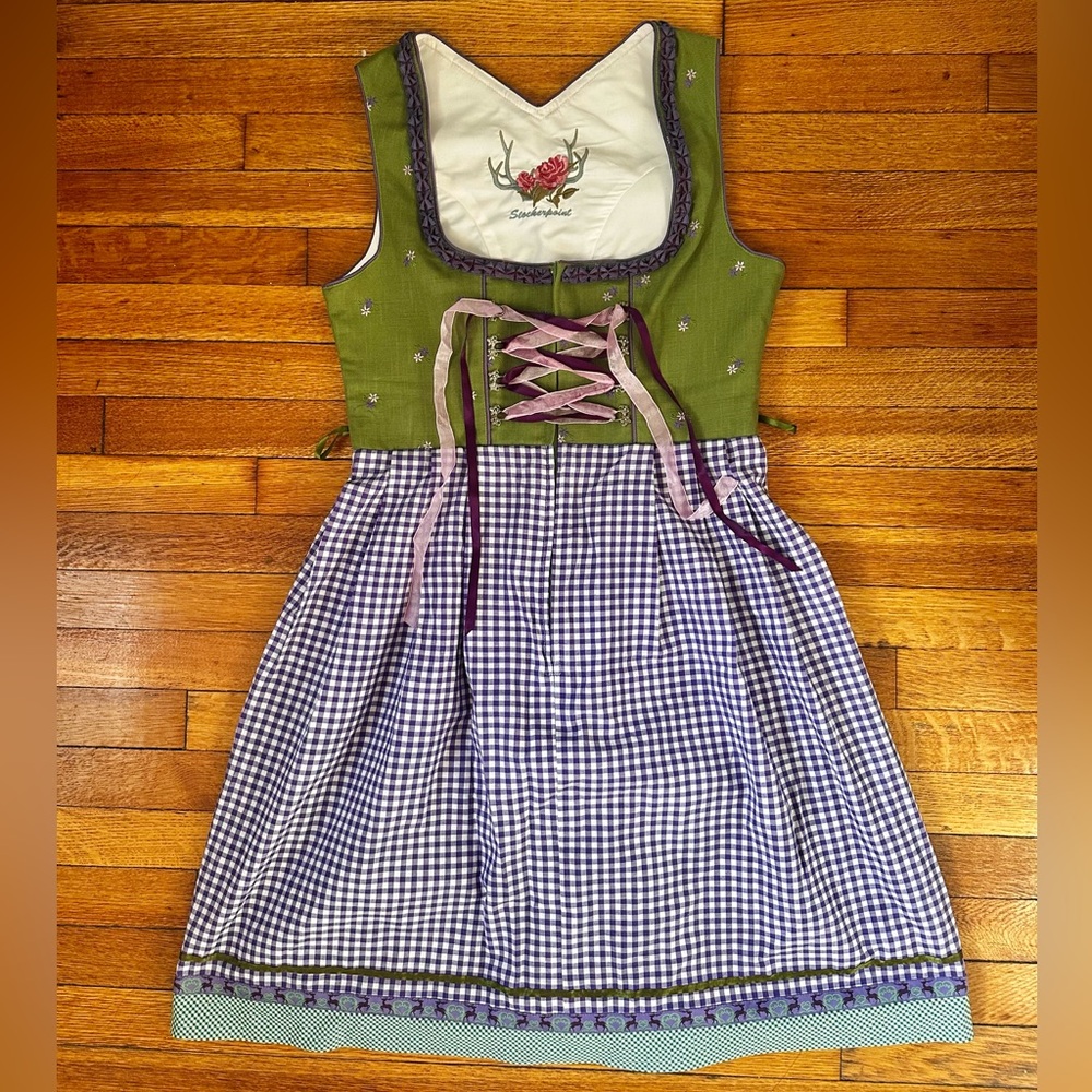 Dirndl German Purple and White Checkered Dress by Stockerpoint S/M